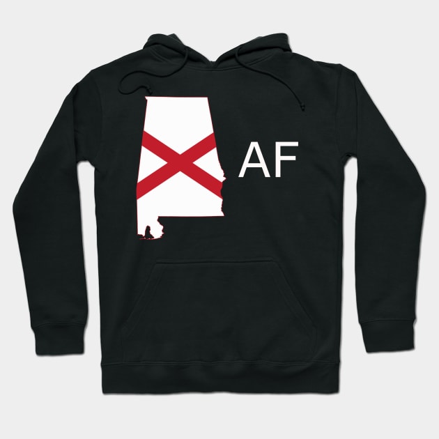 Alabama Flag State Outline AF (white) Hoodie by Big Term Designs